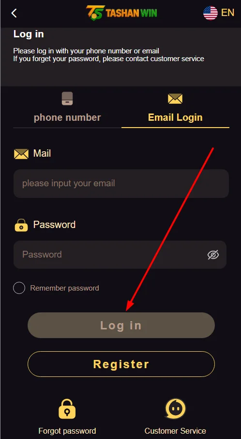 click the login button in last